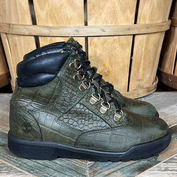 Timberland Crocodylian 6” Green Croc Leather Limited Release Field Boots Youth 2 - Picture 1 of 11